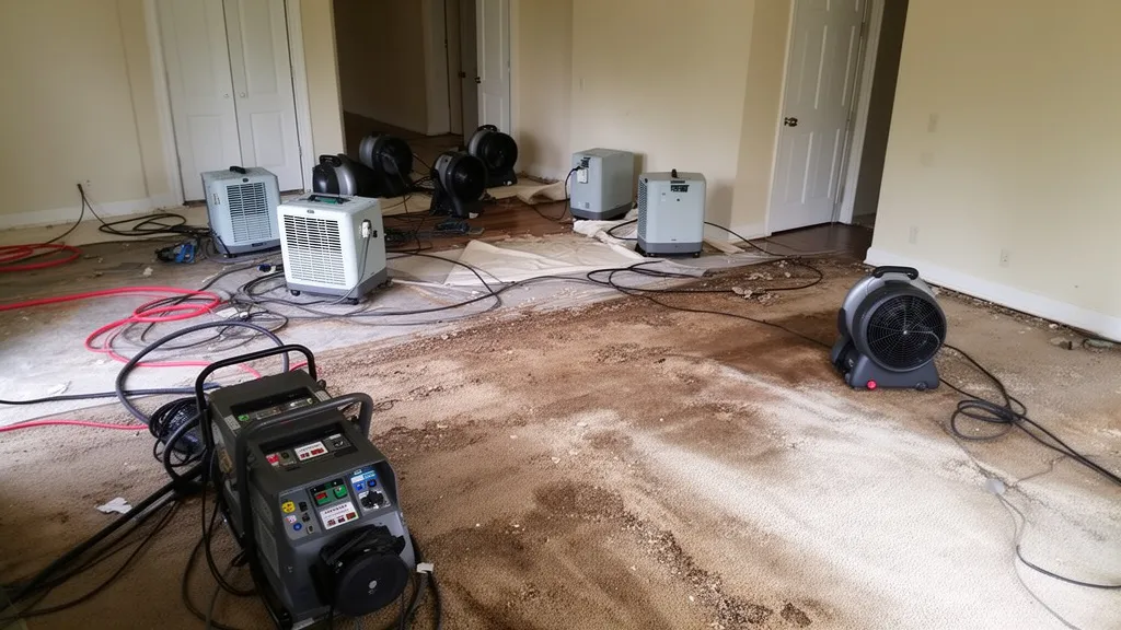 Flood restoration equipment drying a room in Christchurch